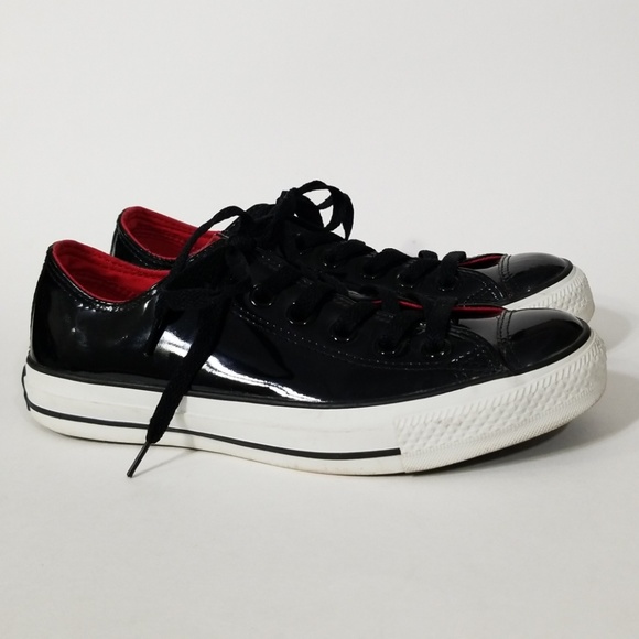 Converse Shoes - Converse Black Patent Leather Low Top Sneakers 6.5